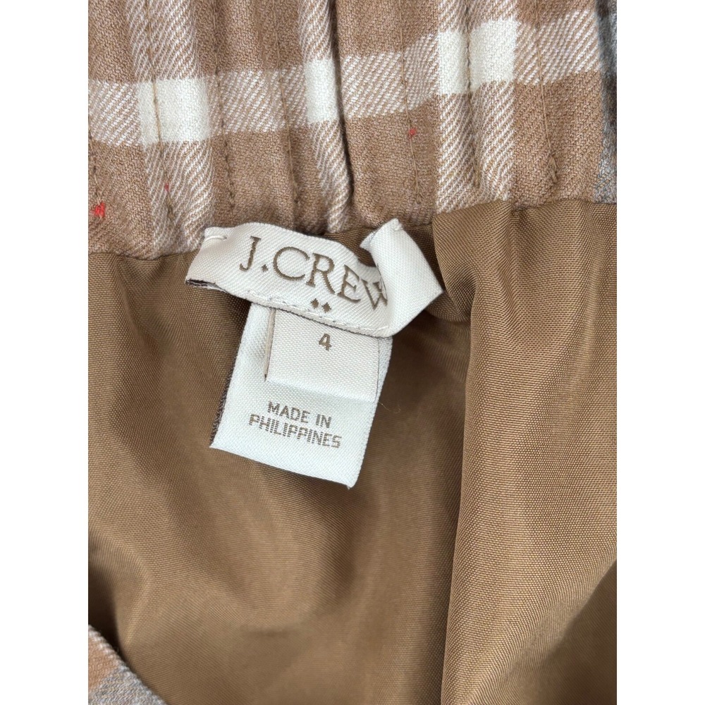 J. Crew Plaid Mini Skirt Size 4 Wool Blend Sidewalk Lined Pull On Elastic Waist - Picture 6 of 7